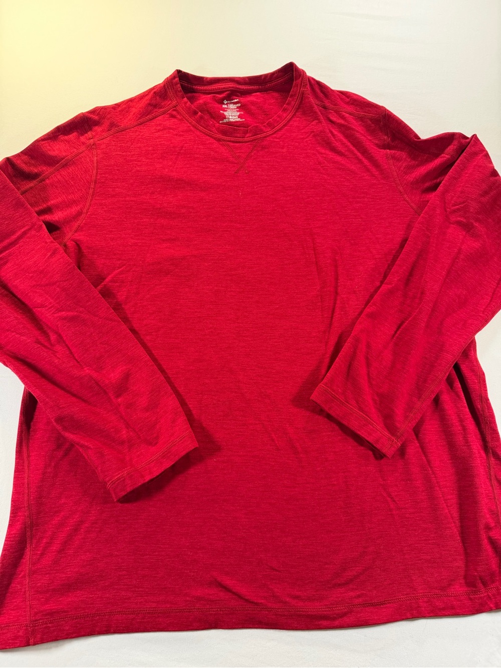 Member's Mark Luxe Brushed Crew Mens XXL Red Ember Space Dye Long Sleeve Top